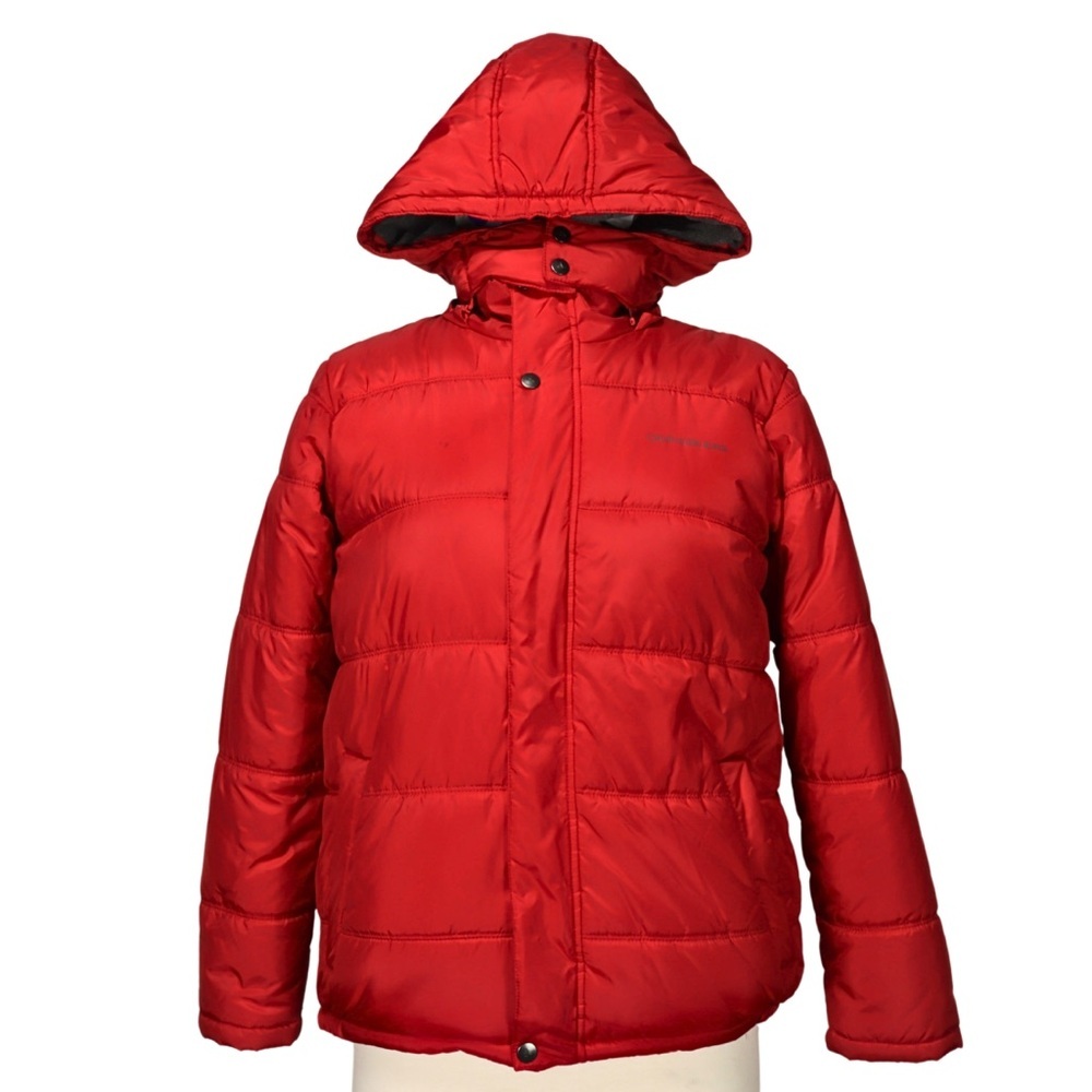 Calvin Klein Winter Jacket Hooded‎ Puffer Quilted Women’s Large Red